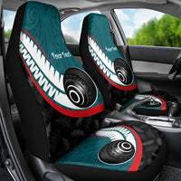 Personalised Aotearoa Lawn Bowls Car Seat Cover Maori and Silver Fern Sporty Style Teal Color LT03 - Polynesian Pride