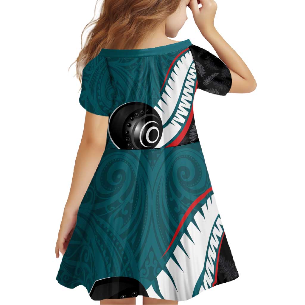 Personalised Aotearoa Lawn Bowls Family Matching Off Shoulder Maxi Dress and Hawaiian Shirt Maori and Silver Fern Sporty Style Teal Color LT03 - Polynesian Pride