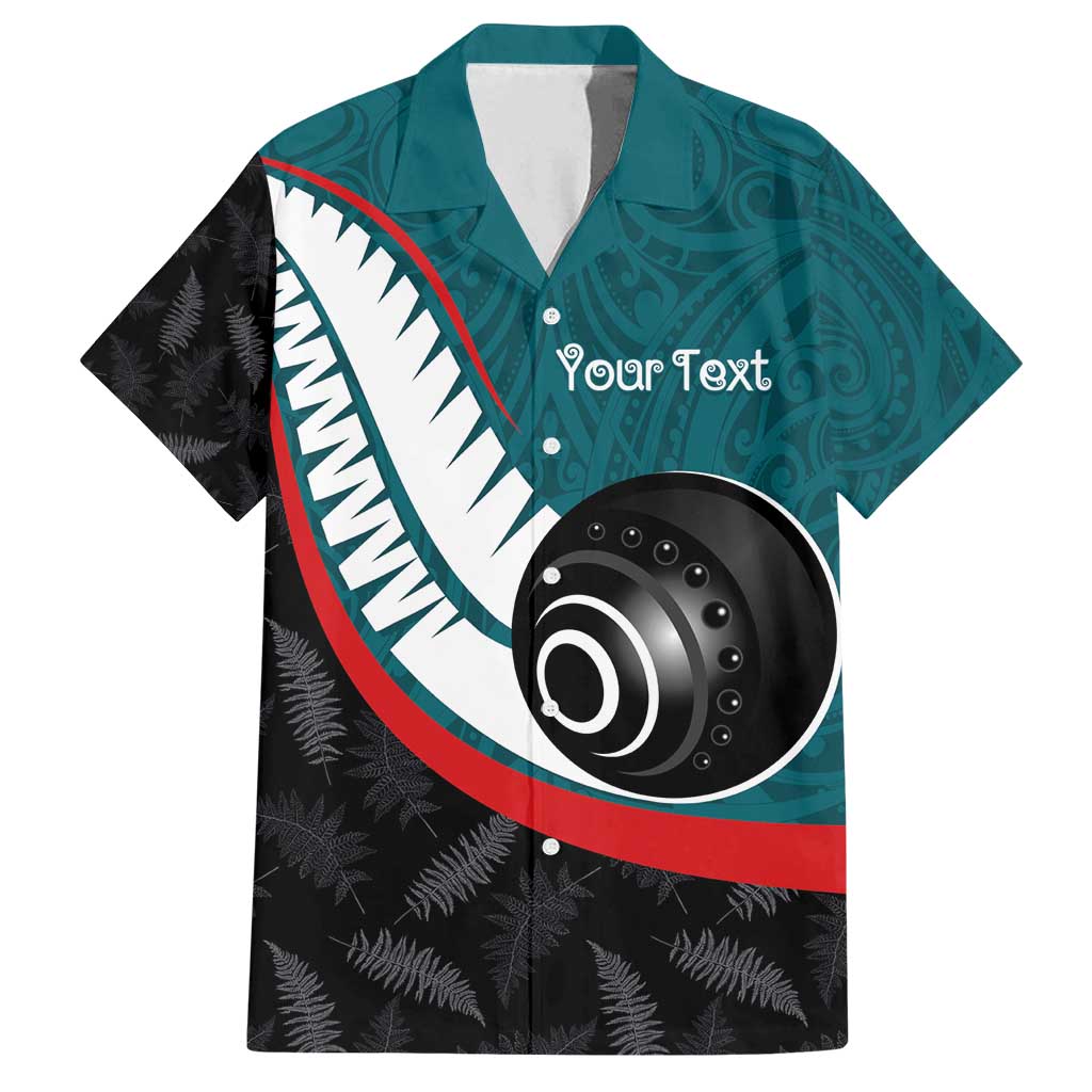 Personalised Aotearoa Lawn Bowls Family Matching Off Shoulder Maxi Dress and Hawaiian Shirt Maori and Silver Fern Sporty Style Teal Color LT03 Dad's Shirt - Short Sleeve Teal - Polynesian Pride