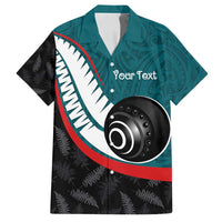 Personalised Aotearoa Lawn Bowls Family Matching Tank Maxi Dress and Hawaiian Shirt Maori and Silver Fern Sporty Style Teal Color LT03 Dad's Shirt - Short Sleeve Teal - Polynesian Pride