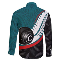Personalised Aotearoa Lawn Bowls Family Matching Tank Maxi Dress and Hawaiian Shirt Maori and Silver Fern Sporty Style Teal Color LT03 - Polynesian Pride