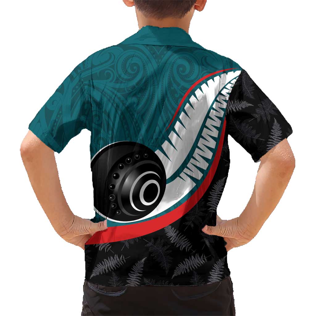 Personalised Aotearoa Lawn Bowls Hawaiian Shirt Maori and Silver Fern Sporty Style Teal Color LT03 - Polynesian Pride