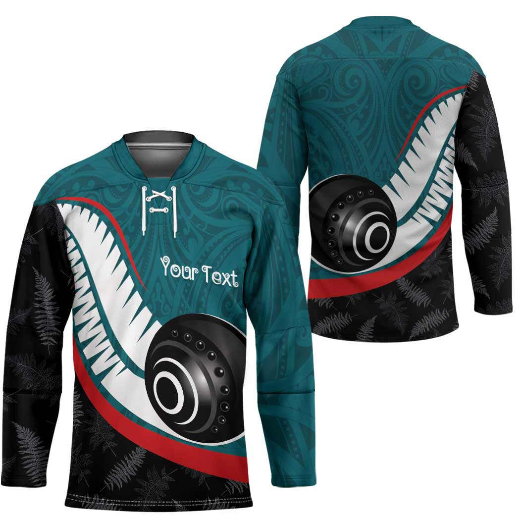 Personalised Aotearoa Lawn Bowls Hockey Jersey Maori and Silver Fern Sporty Style Teal Color LT03 - Polynesian Pride