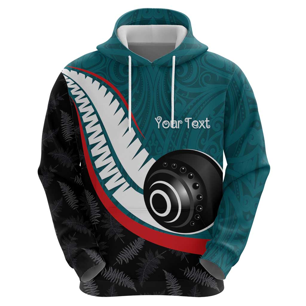 Personalised Aotearoa Lawn Bowls Hoodie Maori and Silver Fern Sporty Style Teal Color LT03 - Polynesian Pride