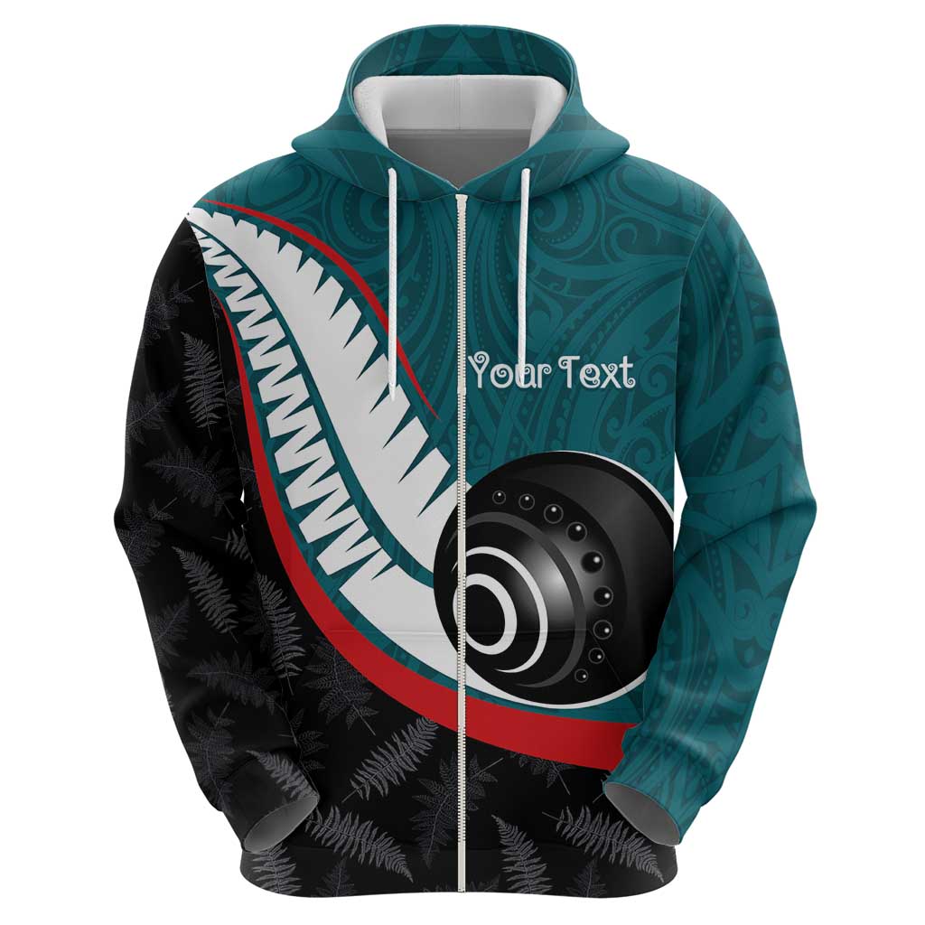 Personalised Aotearoa Lawn Bowls Hoodie Maori and Silver Fern Sporty Style Teal Color LT03 - Polynesian Pride
