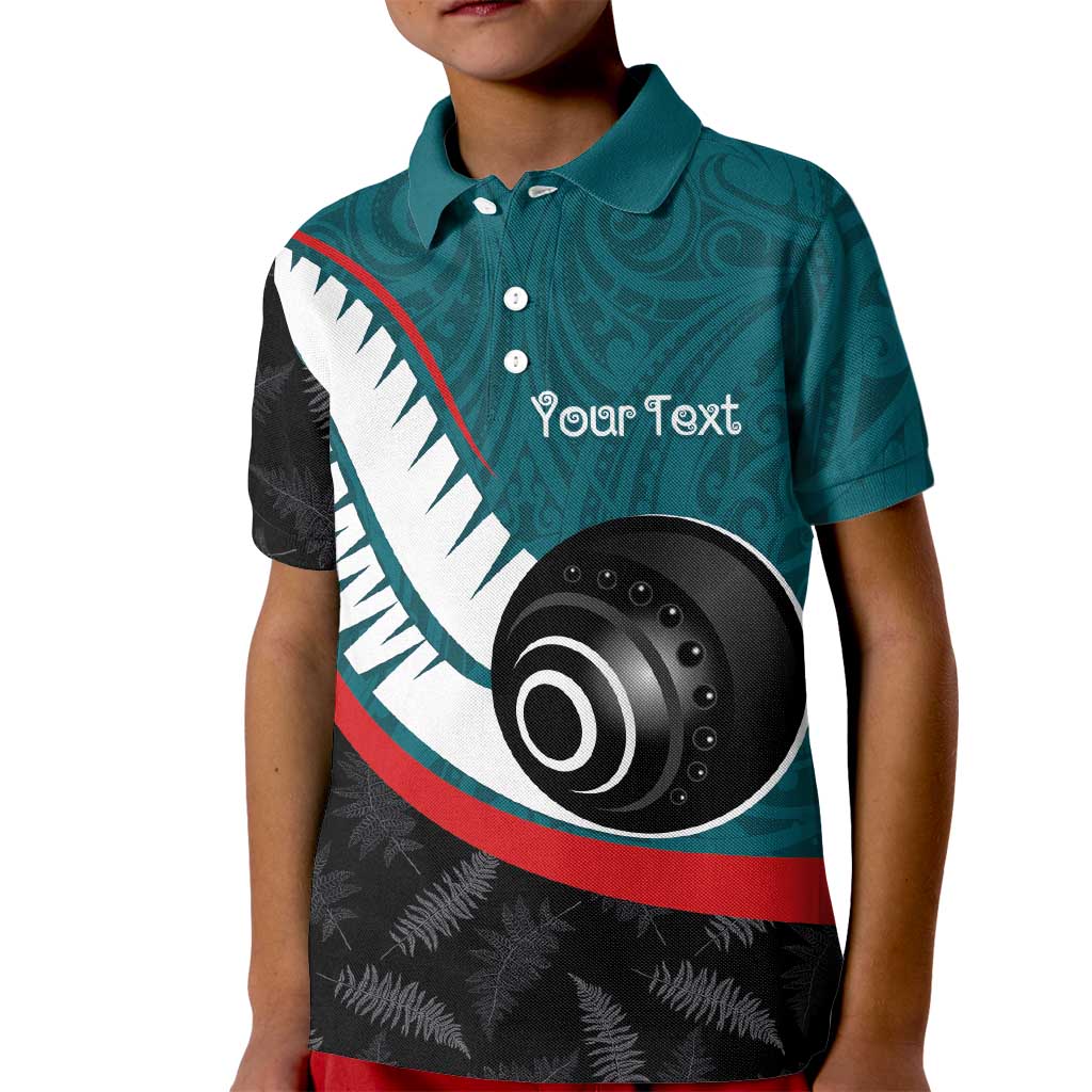 Personalised Aotearoa Lawn Bowls Kid Polo Shirt Maori and Silver Fern Sporty Style Teal Color LT03 Kid Teal - Polynesian Pride