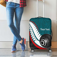 Personalised Aotearoa Lawn Bowls Luggage Cover Maori and Silver Fern Sporty Style Teal Color LT03 - Polynesian Pride
