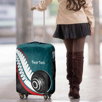 Personalised Aotearoa Lawn Bowls Luggage Cover Maori and Silver Fern Sporty Style Teal Color LT03 - Polynesian Pride