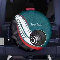 Personalised Aotearoa Lawn Bowls Spare Tire Cover Maori and Silver Fern Sporty Style Teal Color LT03 No hole Teal - Polynesian Pride