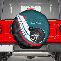 Personalised Aotearoa Lawn Bowls Spare Tire Cover Maori and Silver Fern Sporty Style Teal Color LT03 - Polynesian Pride