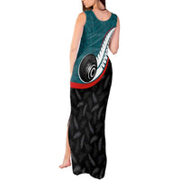 Personalised Aotearoa Lawn Bowls Tank Maxi Dress Maori and Silver Fern Sporty Style Teal Color LT03 - Polynesian Pride
