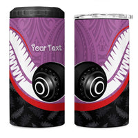 Personalised Aotearoa Lawn Bowls 4 in 1 Can Cooler Tumbler Maori and Silver Fern Sporty Style Pink Color LT03 One Size: 16 oz Pink - Polynesian Pride