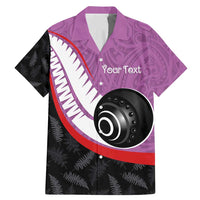 Personalised Aotearoa Lawn Bowls Family Matching Mermaid Dress and Hawaiian Shirt Maori and Silver Fern Sporty Style Pink Color LT03 Dad's Shirt - Short Sleeve Pink - Polynesian Pride
