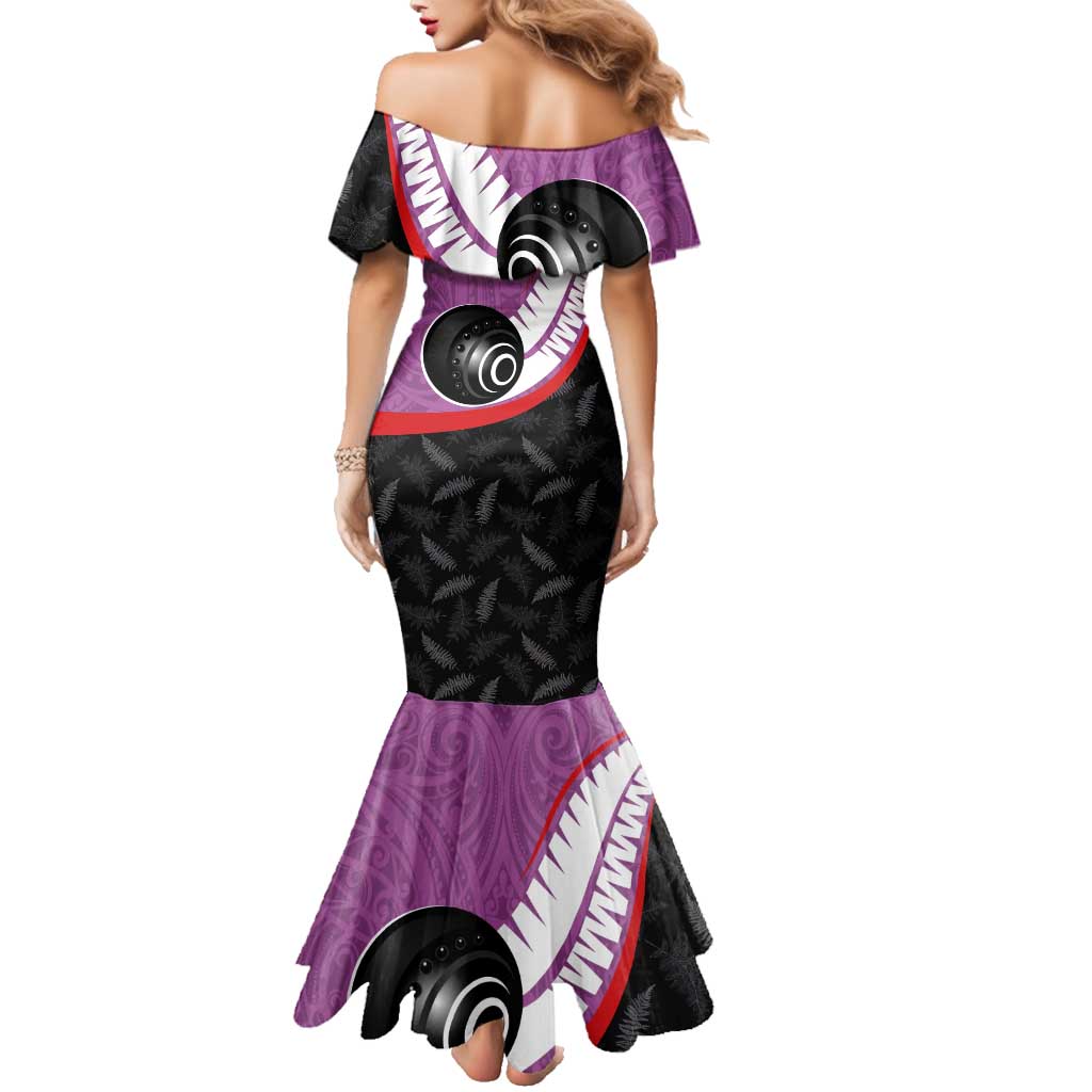 Personalised Aotearoa Lawn Bowls Family Matching Mermaid Dress and Hawaiian Shirt Maori and Silver Fern Sporty Style Pink Color LT03 - Polynesian Pride