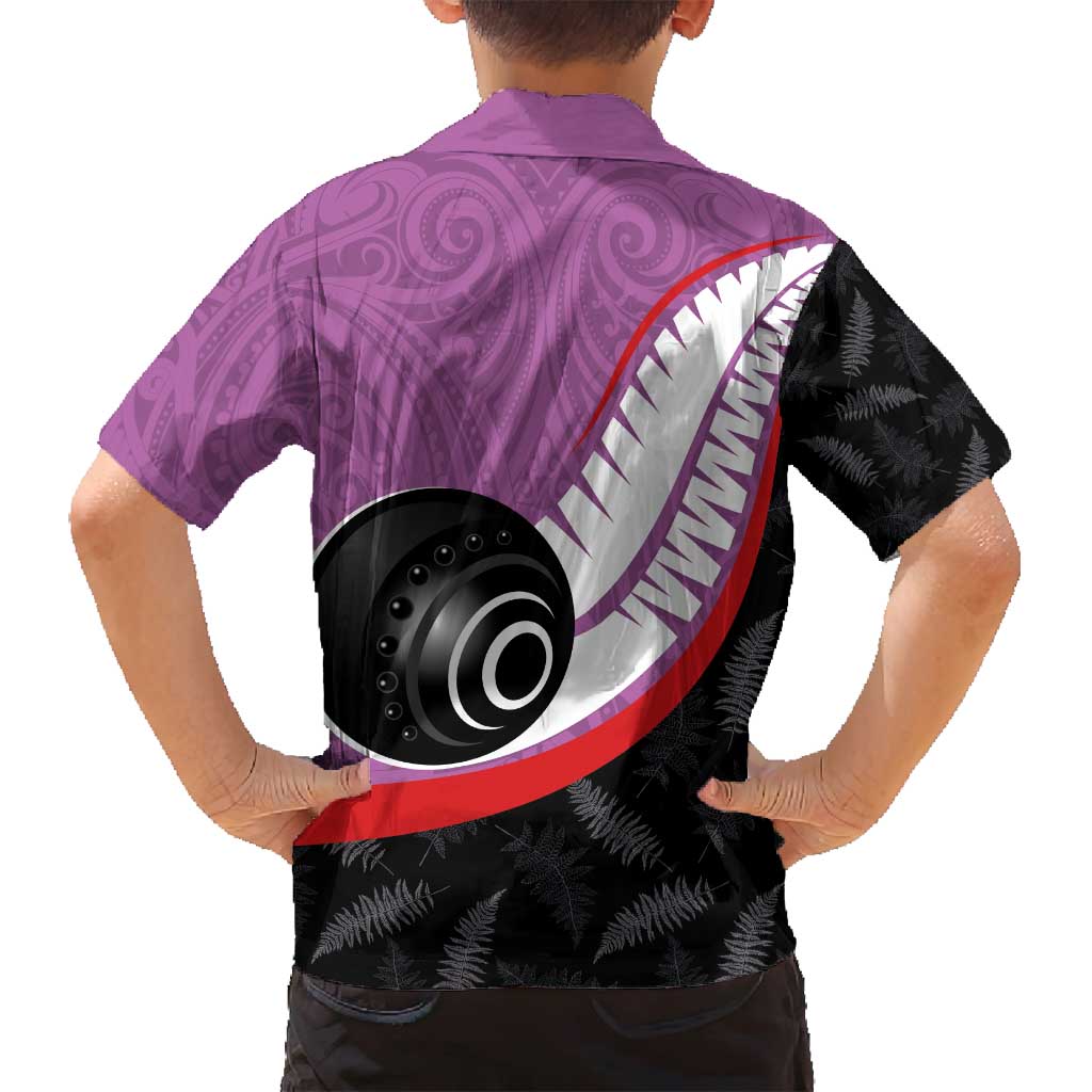 Personalised Aotearoa Lawn Bowls Family Matching Tank Maxi Dress and Hawaiian Shirt Maori and Silver Fern Sporty Style Pink Color LT03 - Polynesian Pride
