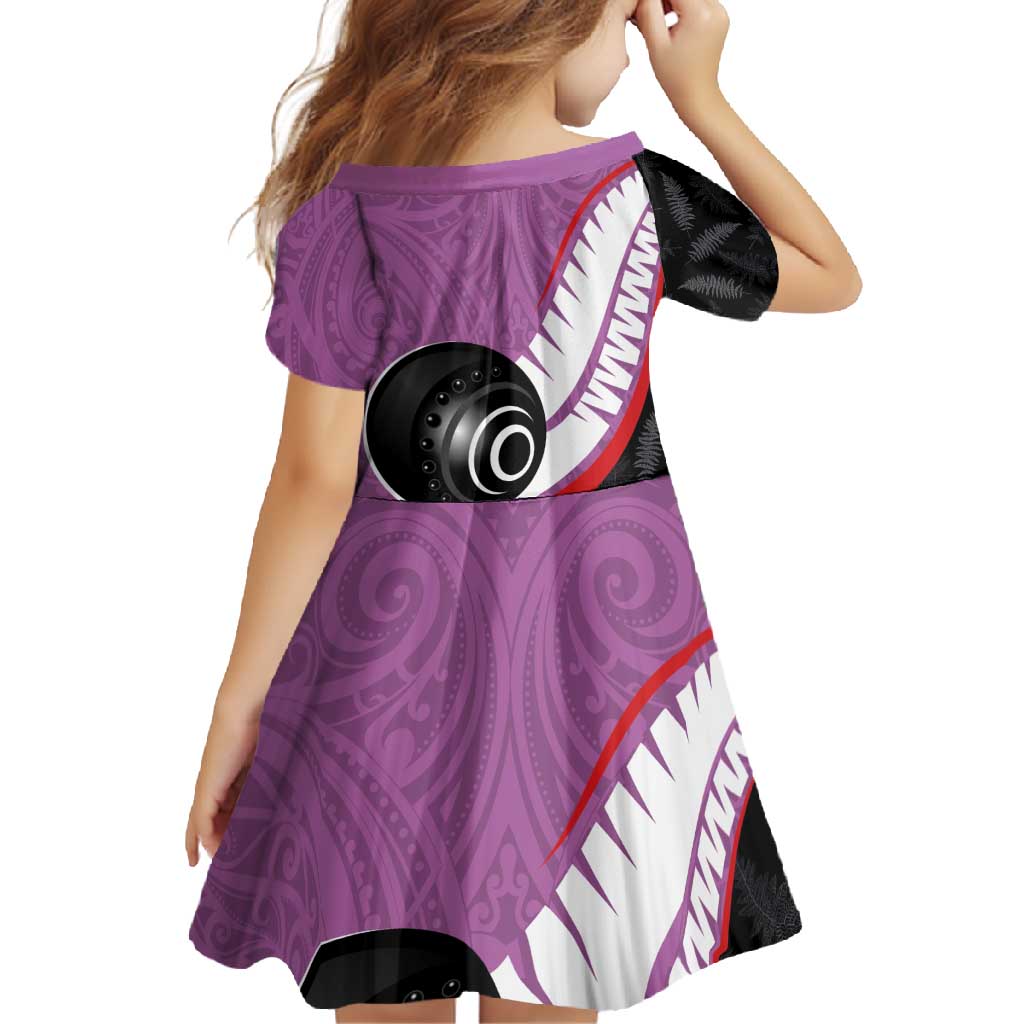 Personalised Aotearoa Lawn Bowls Family Matching Tank Maxi Dress and Hawaiian Shirt Maori and Silver Fern Sporty Style Pink Color LT03 - Polynesian Pride