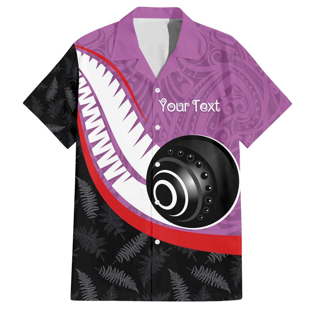Personalised Aotearoa Lawn Bowls Family Matching Tank Maxi Dress and Hawaiian Shirt Maori and Silver Fern Sporty Style Pink Color LT03 Dad's Shirt - Short Sleeve Pink - Polynesian Pride