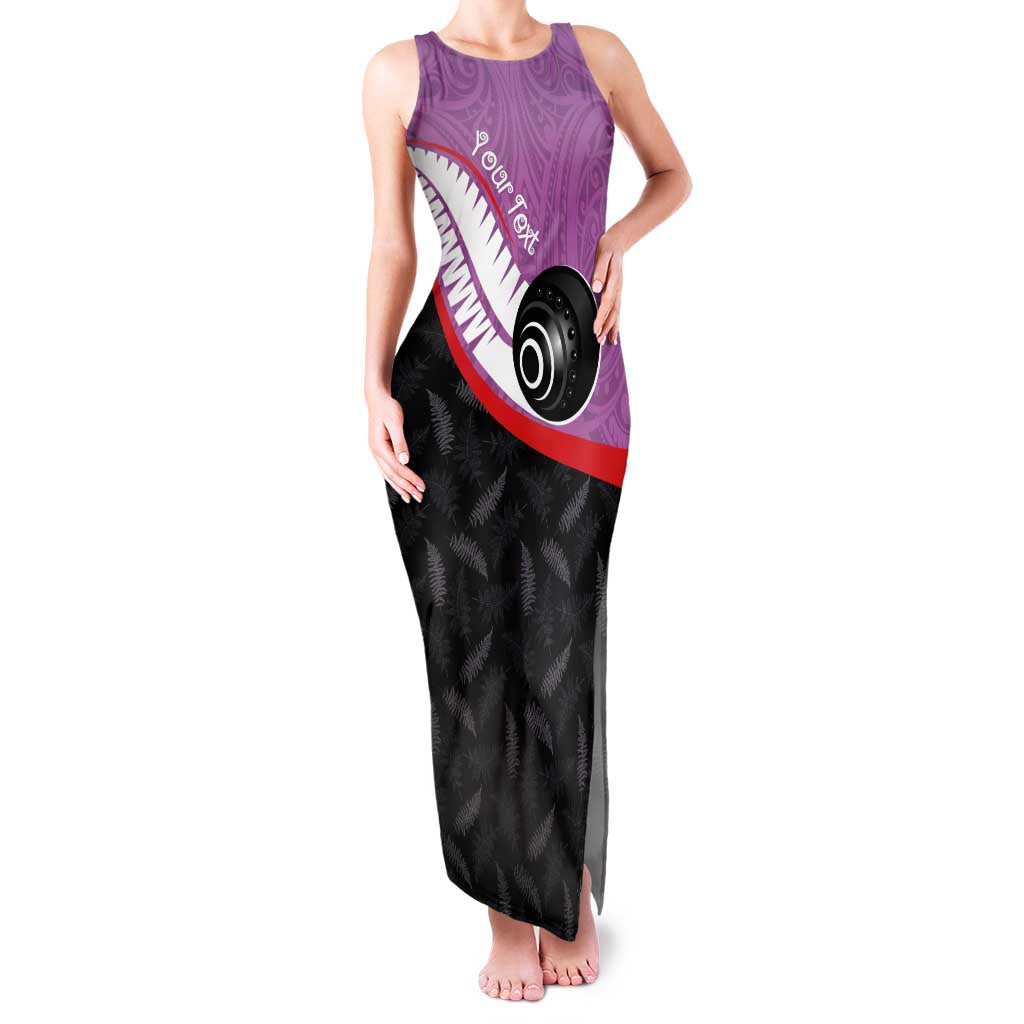 Personalised Aotearoa Lawn Bowls Family Matching Tank Maxi Dress and Hawaiian Shirt Maori and Silver Fern Sporty Style Pink Color LT03 Mom's Dress Pink - Polynesian Pride