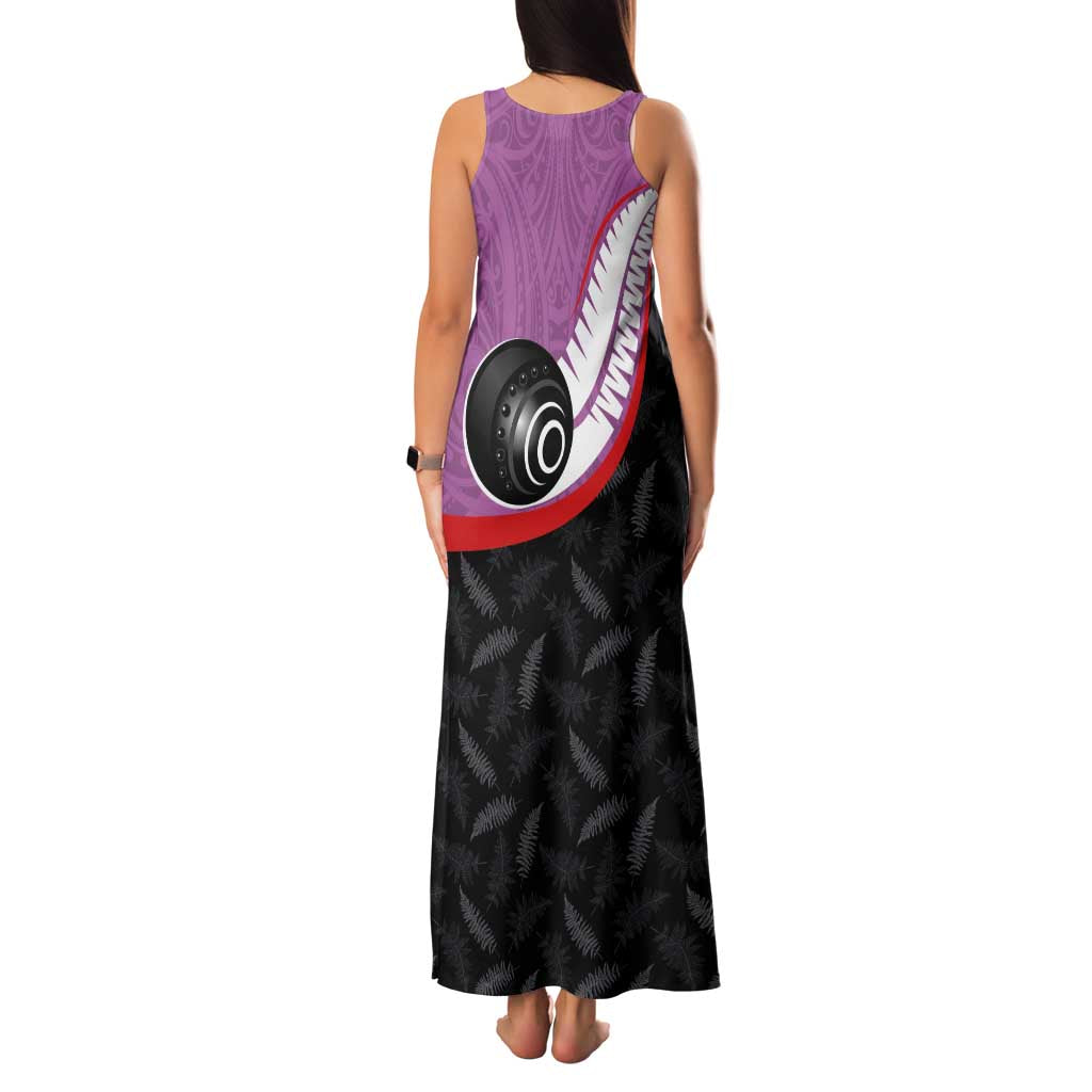 Personalised Aotearoa Lawn Bowls Family Matching Tank Maxi Dress and Hawaiian Shirt Maori and Silver Fern Sporty Style Pink Color LT03 - Polynesian Pride