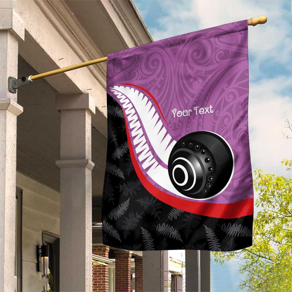 Personalised Aotearoa Lawn Bowls Garden Flag Maori and Silver Fern Sporty Style Pink Color LT03 House Flag Pink - Polynesian Pride