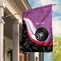 Personalised Aotearoa Lawn Bowls Garden Flag Maori and Silver Fern Sporty Style Pink Color LT03 House Flag Pink - Polynesian Pride