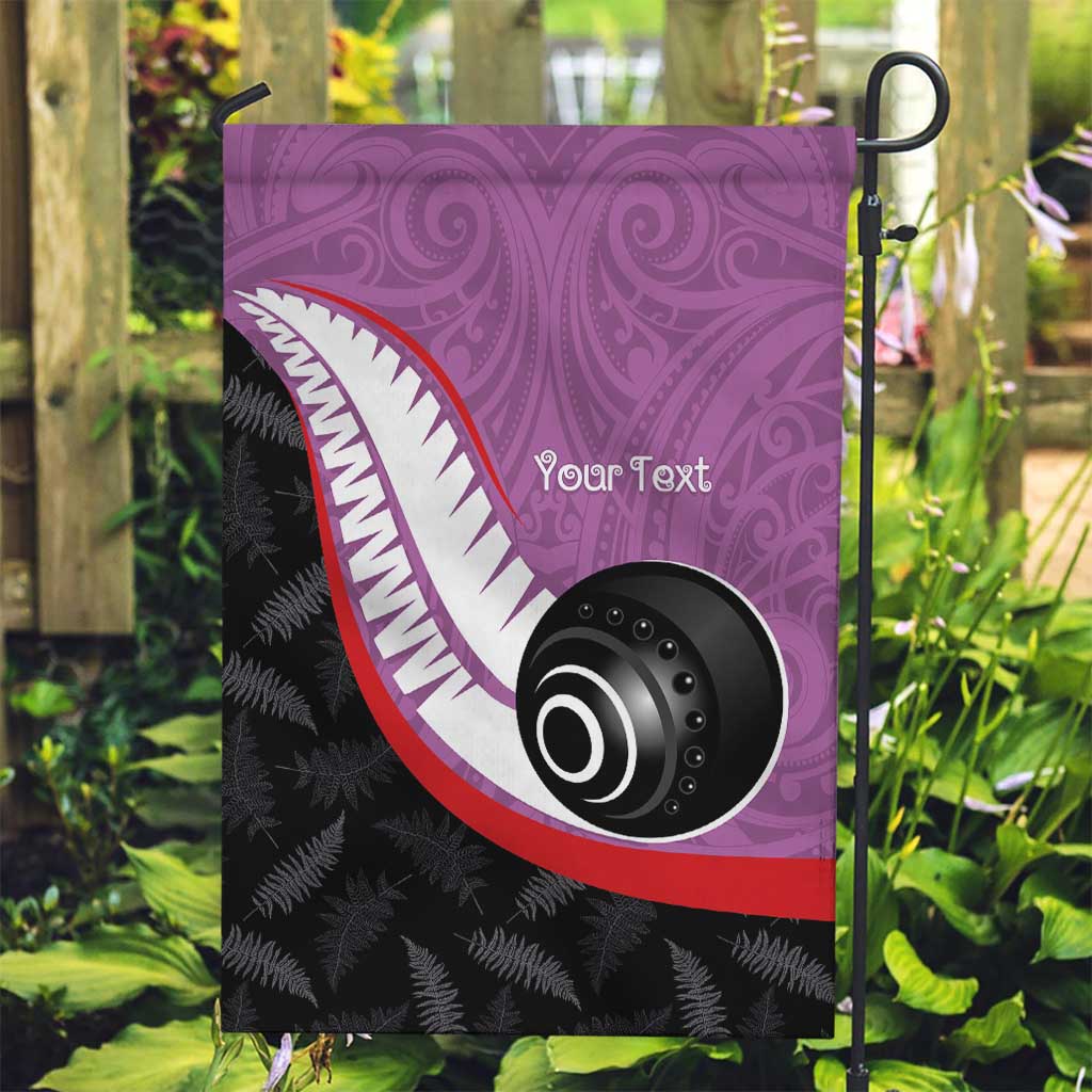 Personalised Aotearoa Lawn Bowls Garden Flag Maori and Silver Fern Sporty Style Pink Color LT03 Garden Flag Pink - Polynesian Pride