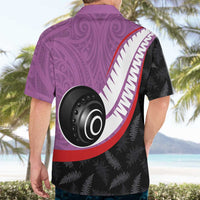 Personalised Aotearoa Lawn Bowls Hawaiian Shirt Maori and Silver Fern Sporty Style Pink Color LT03 - Polynesian Pride