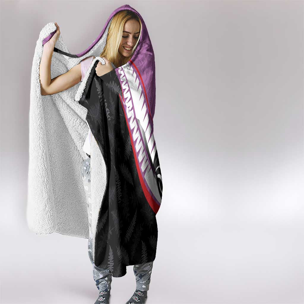 Personalised Aotearoa Lawn Bowls Hooded Blanket Maori and Silver Fern Sporty Style Pink Color - Polynesian Pride