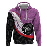 Personalised Aotearoa Lawn Bowls Hoodie Maori and Silver Fern Sporty Style Pink Color LT03 Pullover Hoodie Pink - Polynesian Pride