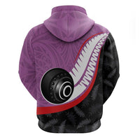 Personalised Aotearoa Lawn Bowls Hoodie Maori and Silver Fern Sporty Style Pink Color LT03 - Polynesian Pride
