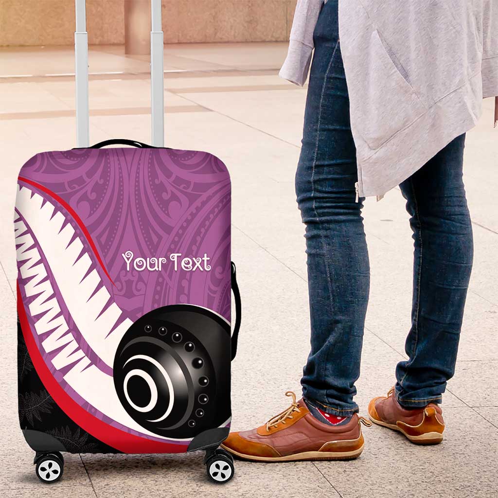 Personalised Aotearoa Lawn Bowls Luggage Cover Maori and Silver Fern Sporty Style Pink Color LT03 Pink - Polynesian Pride