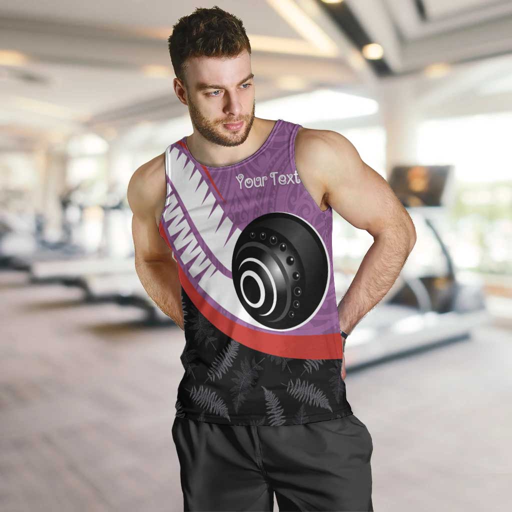 Personalised Aotearoa Lawn Bowls Men Tank Top Maori and Silver Fern Sporty Style Pink Color - Polynesian Pride