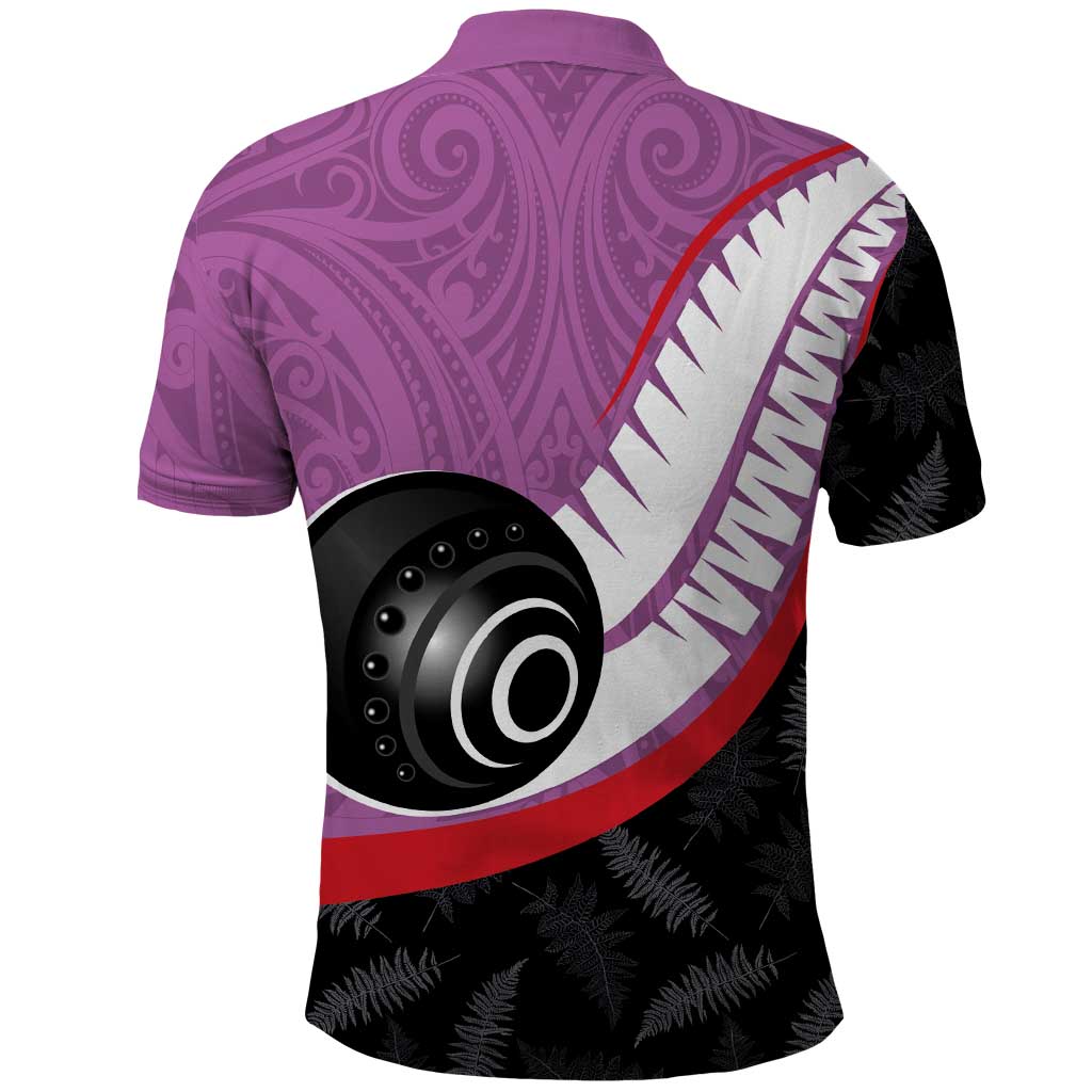 Personalised Aotearoa Lawn Bowls Polo Shirt Maori and Silver Fern Sporty Style Pink Color LT03 - Polynesian Pride