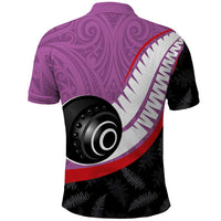 Personalised Aotearoa Lawn Bowls Polo Shirt Maori and Silver Fern Sporty Style Pink Color LT03 - Polynesian Pride