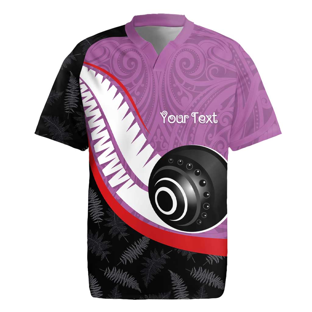 Personalised Aotearoa Lawn Bowls Rugby Jersey Maori and Silver Fern Sporty Style Pink Color LT03 Pink - Polynesian Pride