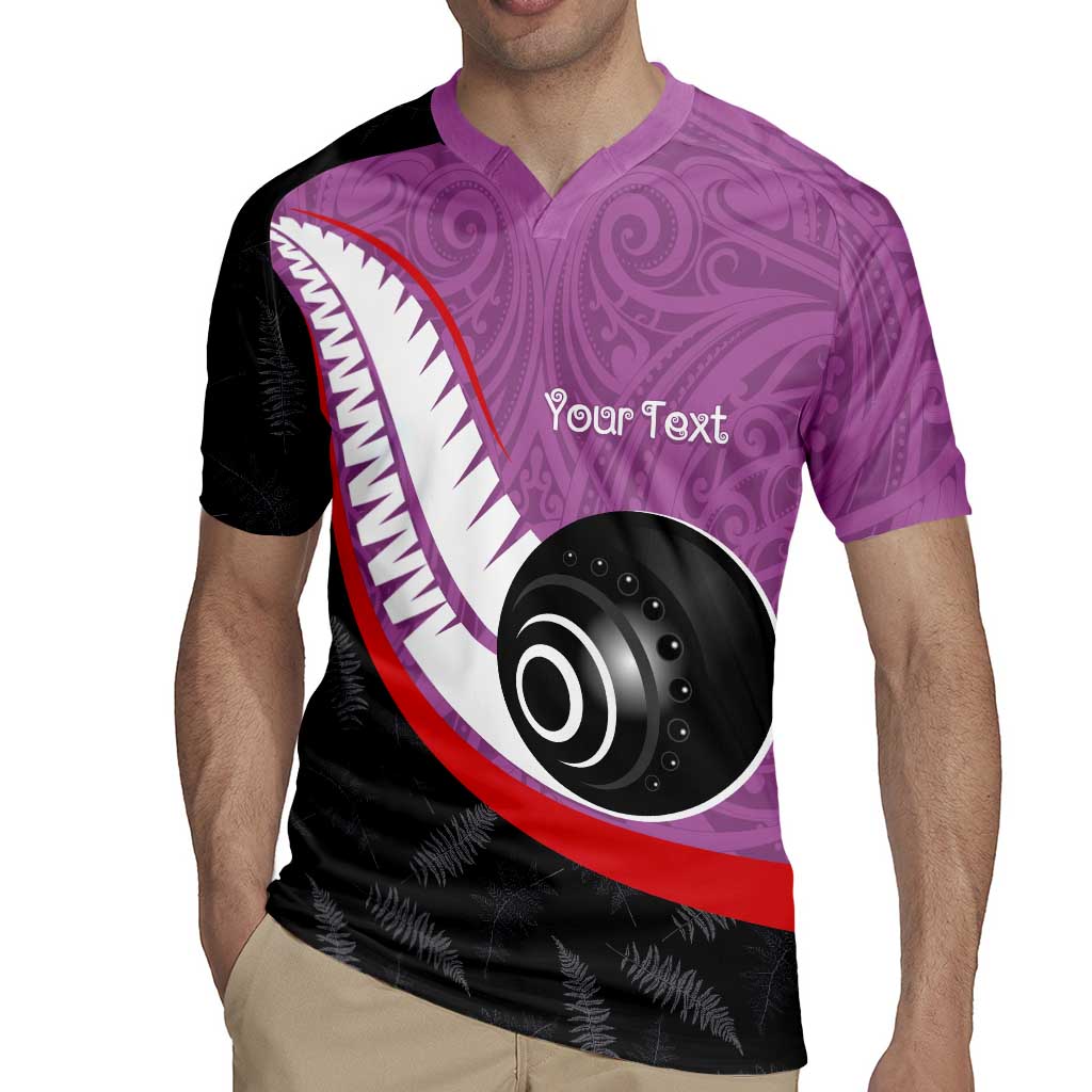 Personalised Aotearoa Lawn Bowls Rugby Jersey Maori and Silver Fern Sporty Style Pink Color LT03 - Polynesian Pride