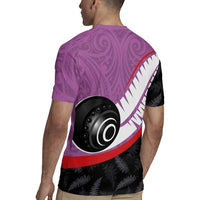 Personalised Aotearoa Lawn Bowls Rugby Jersey Maori and Silver Fern Sporty Style Pink Color LT03 - Polynesian Pride