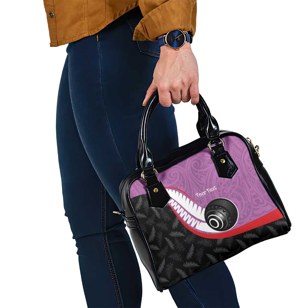 Personalised Aotearoa Lawn Bowls Shoulder Handbag Maori and Silver Fern Sporty Style Pink Color - Polynesian Pride