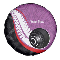 Personalised Aotearoa Lawn Bowls Spare Tire Cover Maori and Silver Fern Sporty Style Pink Color LT03 - Polynesian Pride