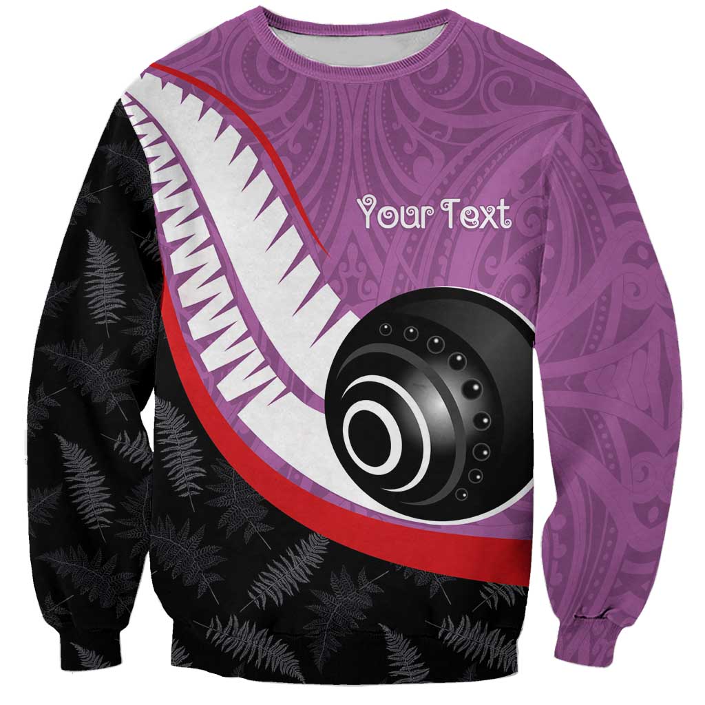 Personalised Aotearoa Lawn Bowls Sweatshirt Maori and Silver Fern Sporty Style Pink Color LT03 Unisex Pink - Polynesian Pride