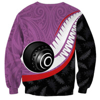 Personalised Aotearoa Lawn Bowls Sweatshirt Maori and Silver Fern Sporty Style Pink Color LT03 - Polynesian Pride