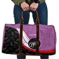 Personalised Aotearoa Lawn Bowls Travel Bag Maori and Silver Fern Sporty Style Pink Color LT03 Pink - Polynesian Pride