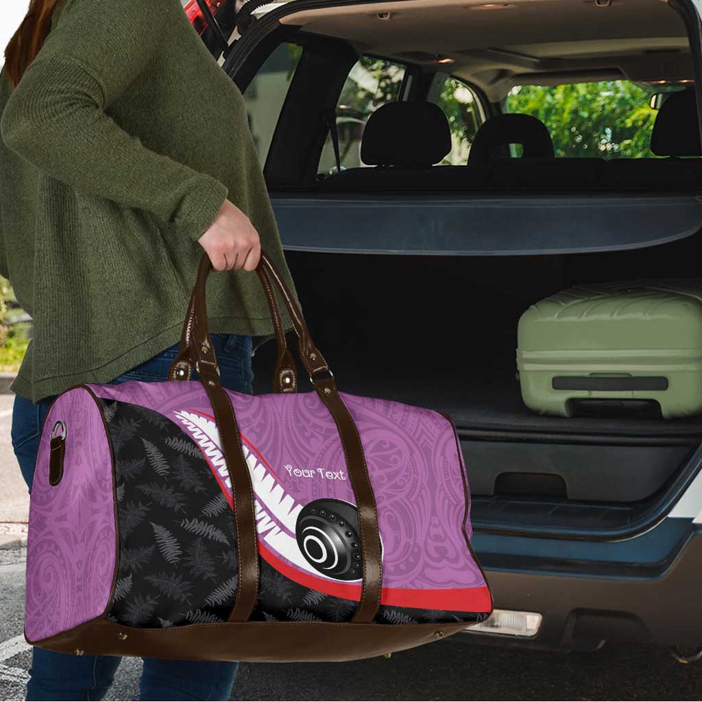 Personalised Aotearoa Lawn Bowls Travel Bag Maori and Silver Fern Sporty Style Pink Color LT03 - Polynesian Pride