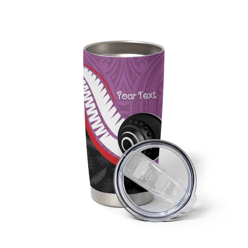 Personalised Aotearoa Lawn Bowls Tumbler Cup Maori and Silver Fern Sporty Style Pink Color LT03 - Polynesian Pride