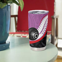 Personalised Aotearoa Lawn Bowls Tumbler Cup Maori and Silver Fern Sporty Style Pink Color LT03 - Polynesian Pride