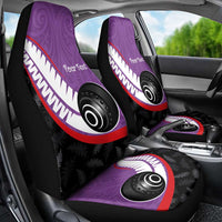 Personalised Aotearoa Lawn Bowls Car Seat Cover Maori and Silver Fern Sporty Style Purple Color LT03 - Polynesian Pride