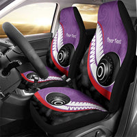 Personalised Aotearoa Lawn Bowls Car Seat Cover Maori and Silver Fern Sporty Style Purple Color LT03 - Polynesian Pride