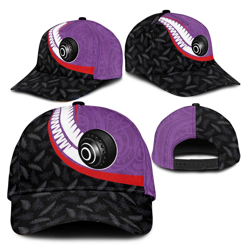 Aotearoa Lawn Bowls Classic Cap Maori and Silver Fern Sporty Style Purple Color - Polynesian Pride