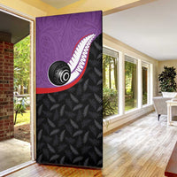 Aotearoa Lawn Bowls Door Cover Maori and Silver Fern Sporty Style Purple Color LT03 - Polynesian Pride