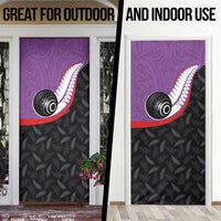 Aotearoa Lawn Bowls Door Cover Maori and Silver Fern Sporty Style Purple Color LT03 - Polynesian Pride